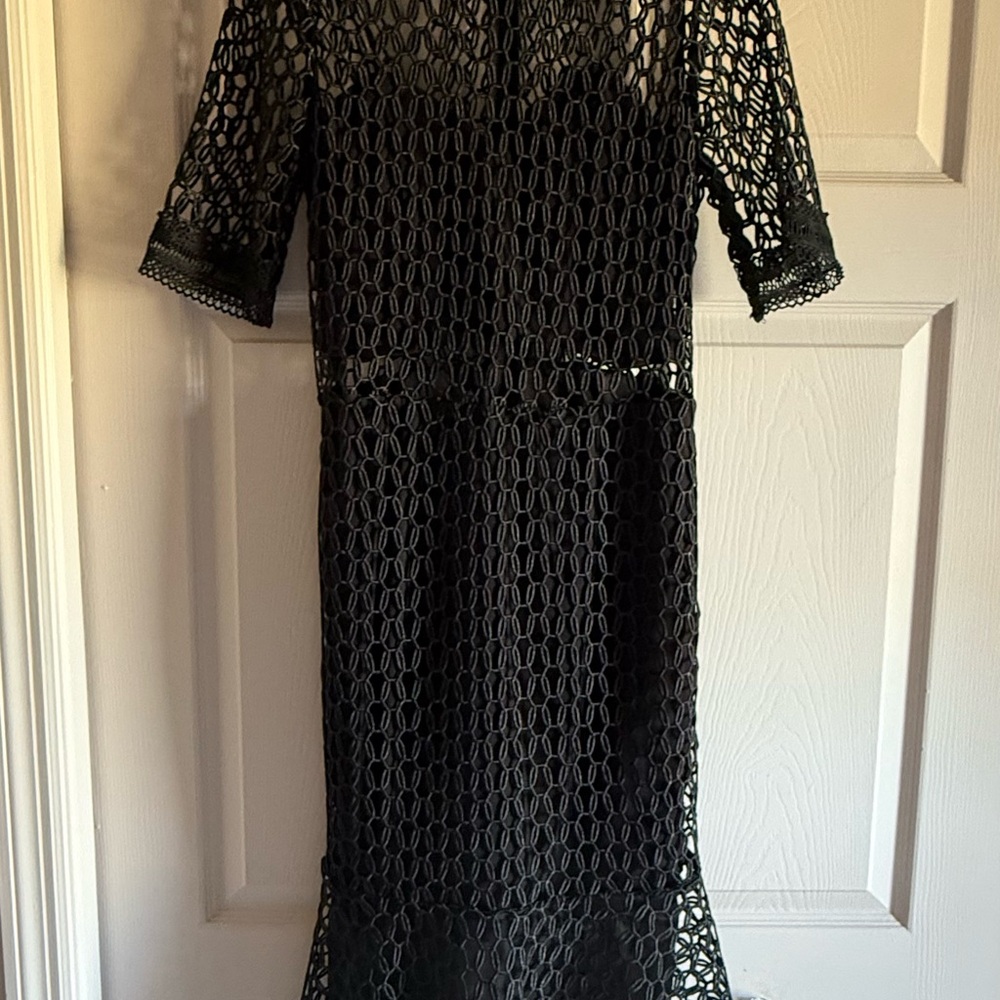 Bardot Black Mesh Long Sleeve Dress